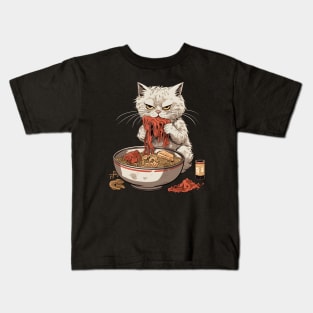 Grumpy ramen cat, foodie gift, ramen lover, cat lover Kids T-Shirt